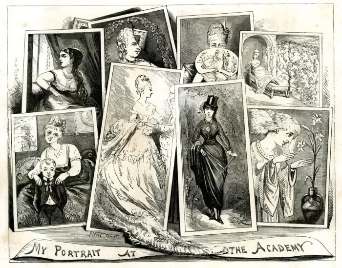 Framed Print : Cartoon, My Portrait at the Royal Academy