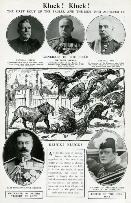 Framed Print : Cartoon and portraits, Kluck! Kluck!, WW1 Framed Print : Cartoon and portraits, Kluck! Kluck!, WW1
