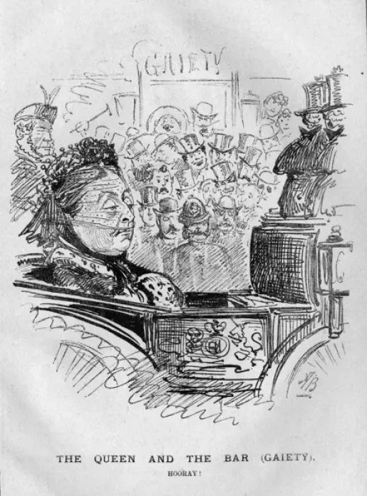 Framed Print : Cartoon, The Queen and the Bar (Gaiety) Framed Print : Cartoon, The Queen and the Bar (Gaiety)