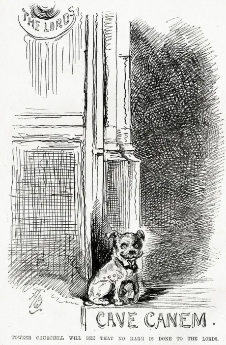 Framed Print : Cartoon, Randolph Churchill, Cave Canem Framed Print : Cartoon, Randolph Churchill, Cave Canem