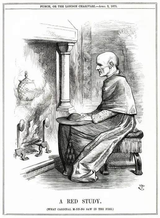 Framed Print : Cartoon, A Red Study (Cardinal Manning)