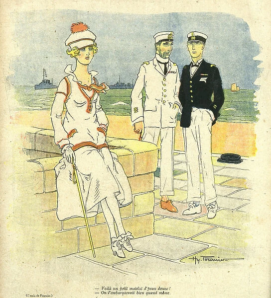 Cartoon, Sailors on shore, WW1