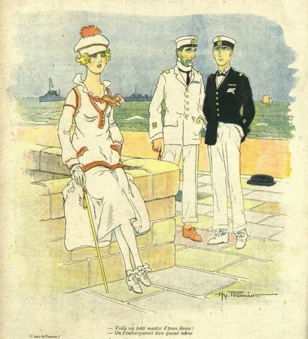 Framed Print : Cartoon, Sailors on shore, WW1 Framed Print : Cartoon, Sailors on shore, WW1