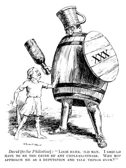 Framed Print : Cartoon satire on Lloyd George and the drink trade Framed Print : Cartoon satire on Lloyd George and the drink trade