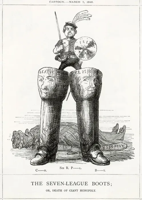 Framed Print : Cartoon, The Seven-league boots 1846 Framed Print : Cartoon, The Seven-league boots 1846