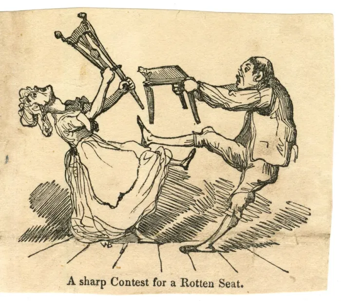 Framed Print : Cartoon, A sharp Contest for a Rotten Seat Framed Print : Cartoon, A sharp Contest for a Rotten Seat
