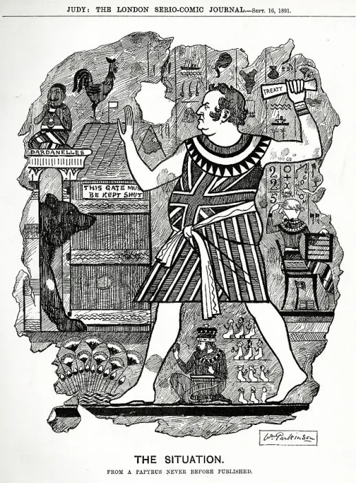 Framed Print : Cartoon, The Situation, Britain in Egypt from a papyrus Framed Print : Cartoon, The Situation, Britain in Egypt from a papyrus