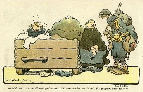 Cartoon, A soldiers billet, WW1