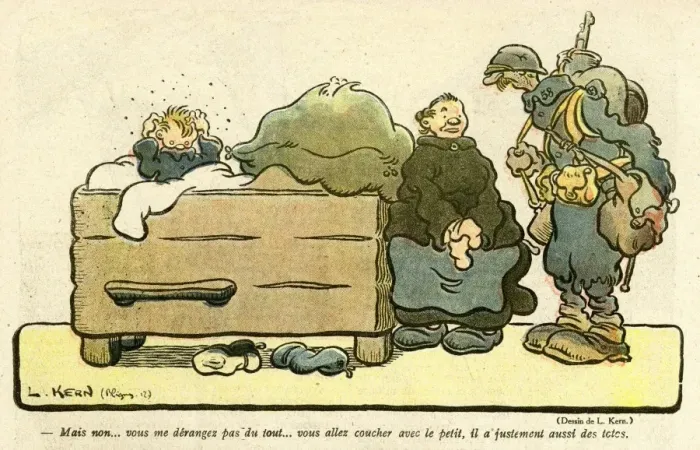 Framed Print : Cartoon, A soldiers billet, WW1 Framed Print : Cartoon, A soldiers billet, WW1