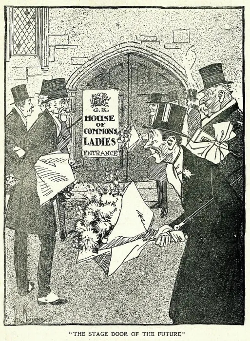 Framed Print : Cartoon, The Stage Door of the Future Framed Print : Cartoon, The Stage Door of the Future