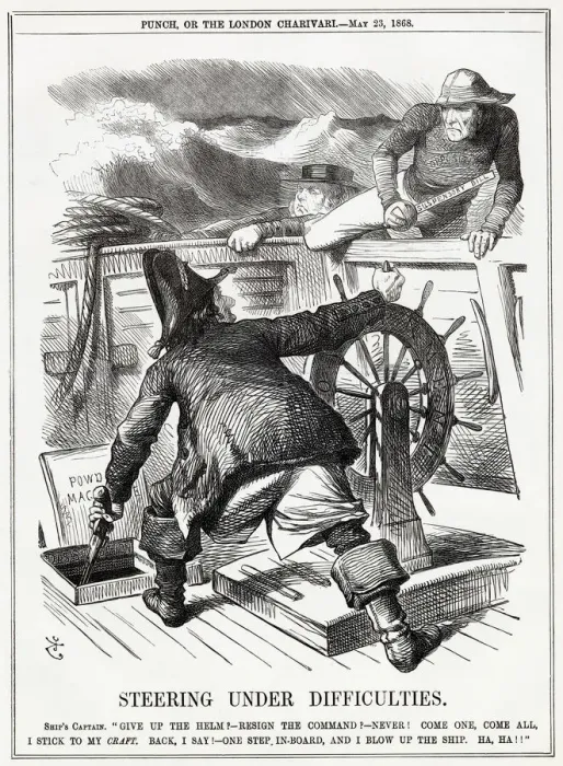 Framed Print : Cartoon, Steering Under Difficulties (Disraeli, Gladstone) Framed Print : Cartoon, Steering Under Difficulties (Disraeli, Gladstone)