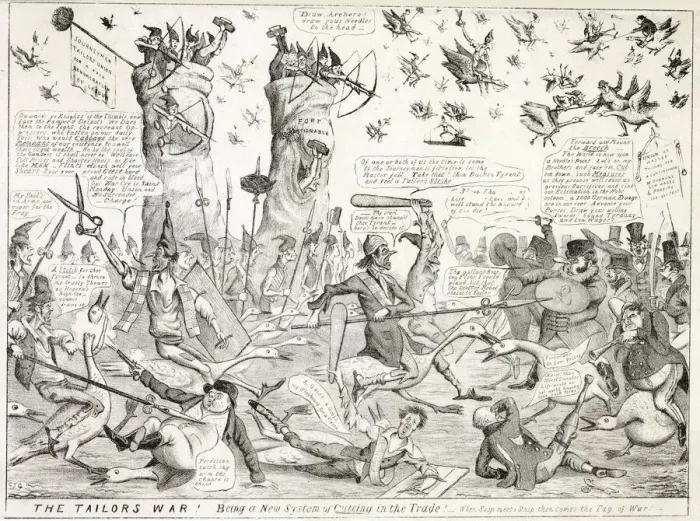 Framed Print : Cartoon, The Tailors War Framed Print : Cartoon, The Tailors War