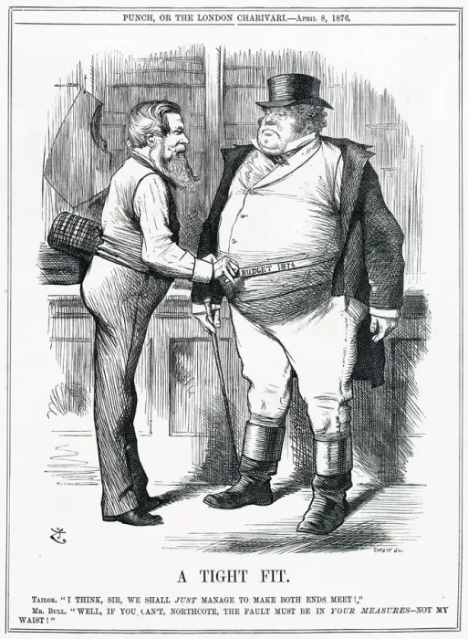 Framed Print : Cartoon, A Tight Fit (Northcote and John Bull) Framed Print : Cartoon, A Tight Fit (Northcote and John Bull)