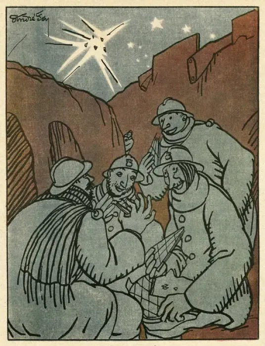 Framed Print : Cartoon, In the trench, WW1 Framed Print : Cartoon, In the trench, WW1