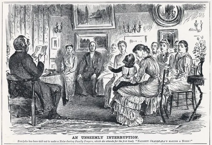 Framed Print : Cartoon, An Unseemly Interruption 1881 Framed Print : Cartoon, An Unseemly Interruption 1881