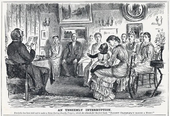 Framed Print : Cartoon, An Unseemly Interruption 1881 Framed Print : Cartoon, An Unseemly Interruption 1881