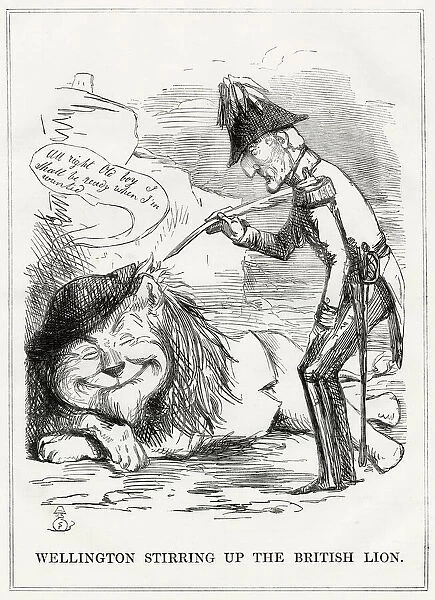 Cartoon, Wellington Stirring Up the British Lion -- with (Photos Prints  Framed...) #23275778