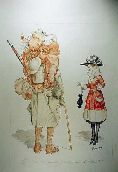 Cartoon, The Wife of a Soldier, WW1