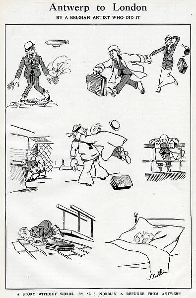 Cartoons, Antwerp to London, WW1