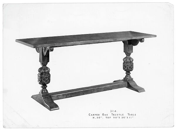Carved Oak trestle table