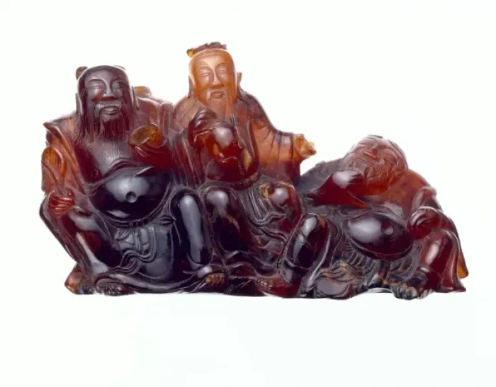 Framed Print : Carved piece of Chinese amber (length 120mm) Framed Print : Carved piece of Chinese amber (length 120mm)
