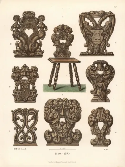Framed Print : Carved wooden chair and chairbacks from Framed Print : Carved wooden chair and chairbacks from