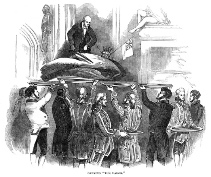 Framed Print : Carving a baron of beef at the Lord Mayors Show, 1847 Framed Print : Carving a baron of beef at the Lord Mayors Show, 1847