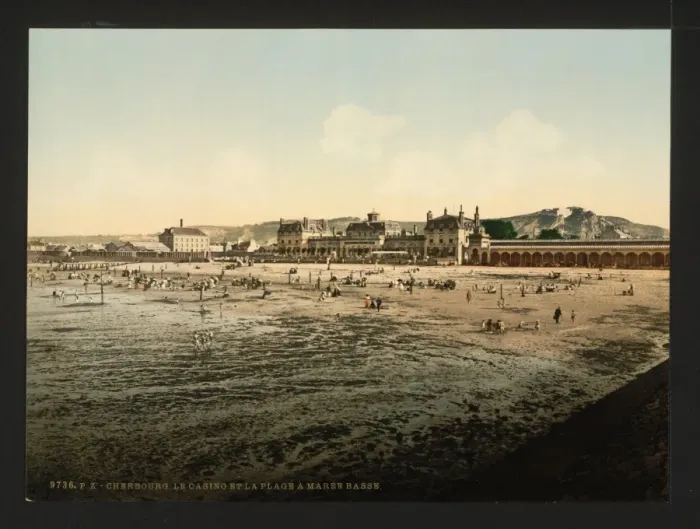 Framed Print : Casino and beach at low tide, Cherbourg, France Framed Print : Casino and beach at low tide, Cherbourg, France