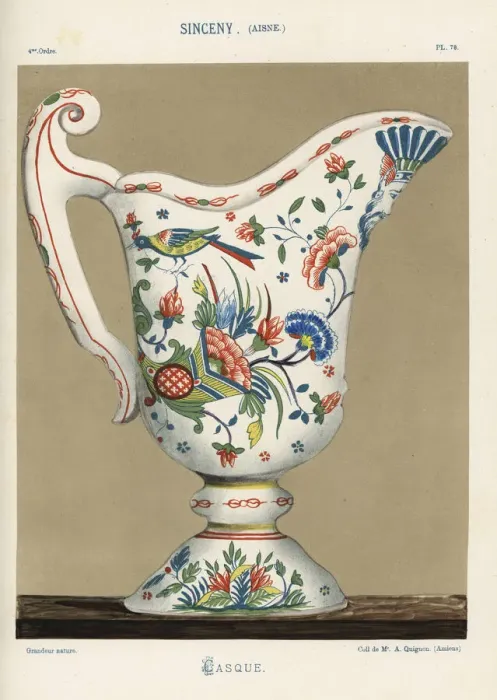 Framed Print : Casque or helmet pitcher from Sinceny, France, 18th century Framed Print : Casque or helmet pitcher from Sinceny, France, 18th century