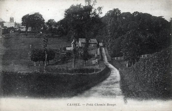 Framed Print : Cassel, France -Little red path (Petit Chemin Rouge) Framed Print : Cassel, France -Little red path (Petit Chemin Rouge)