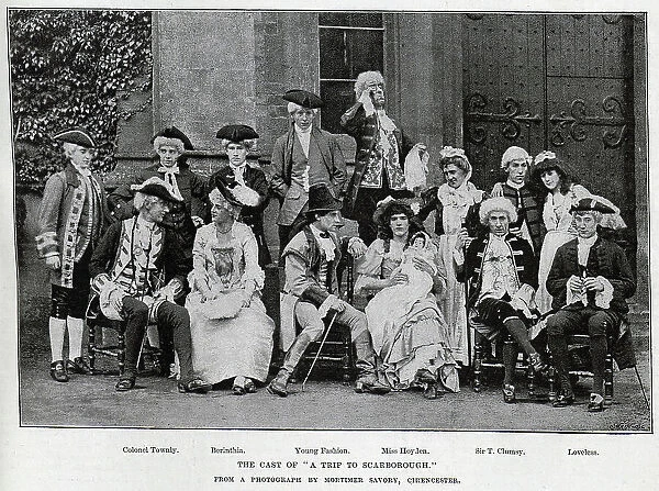 Cast of A Trip to Scarborough, outdoor theatrical portrait