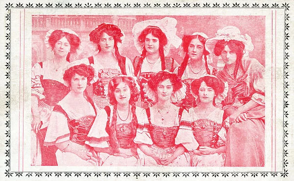 Cast of nine women in costume