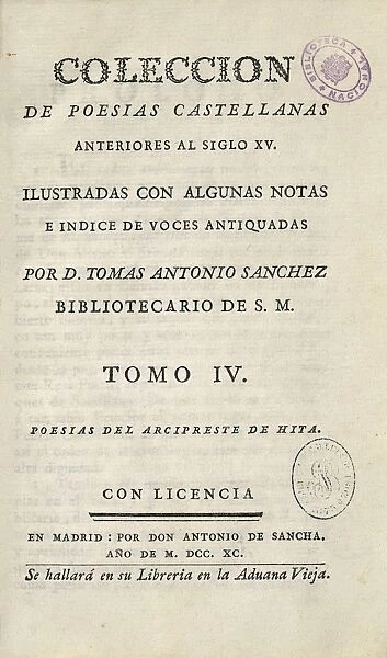 Castilian poetry collection previous to 15th