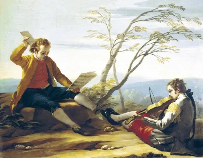 Framed Print : CASTILLO, Josel (1737-1793). Two boys, one Framed Print : CASTILLO, Josel (1737-1793). Two boys, one
