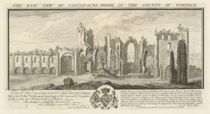 Framed Print : Castle Acre Priory 1738 Framed Print : Castle Acre Priory 1738