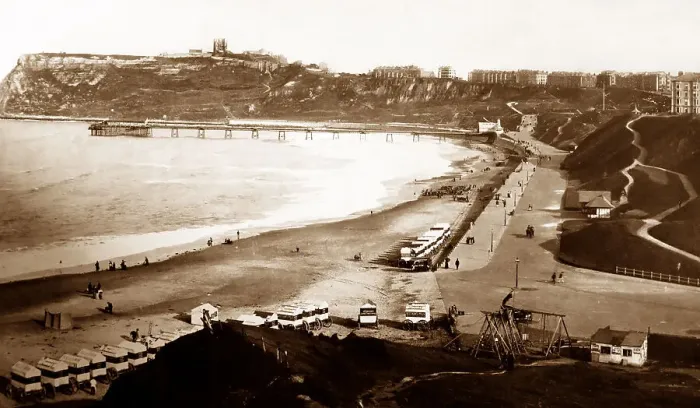 Framed Print : Castle and North Bay, Scarborough, Victorian period Framed Print : Castle and North Bay, Scarborough, Victorian period
