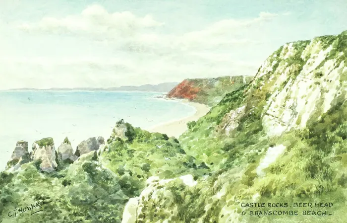 Framed Print : Castle Rocks, Beer Head and Branscombe Beach, Devon Framed Print : Castle Rocks, Beer Head and Branscombe Beach, Devon