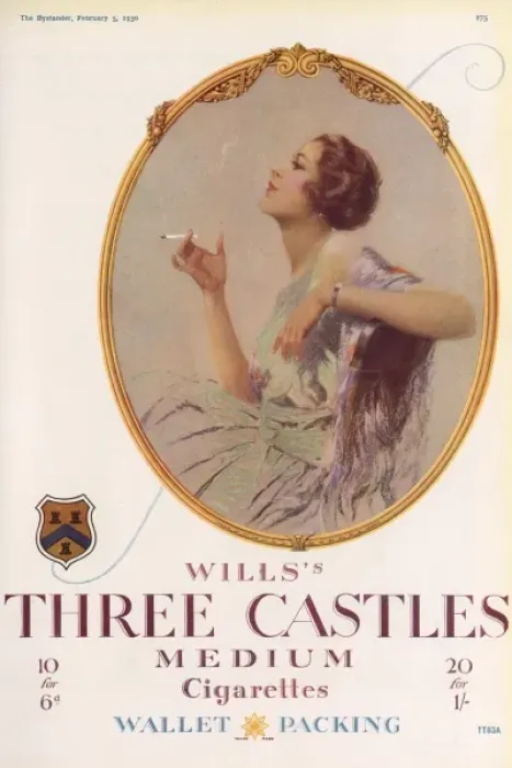 Framed Print : Three Castles Cigarettes advertisement, 1930 Framed Print : Three Castles Cigarettes advertisement, 1930