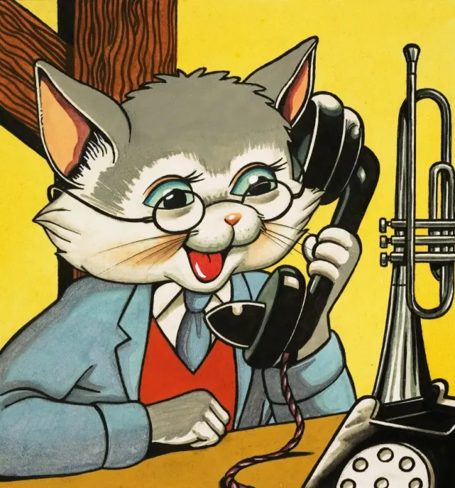 Framed Print : Cat answering the telephone Framed Print : Cat answering the telephone
