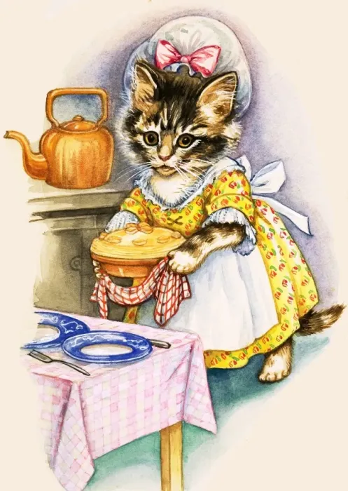 Framed Print : Cat cooking a pie Framed Print : Cat cooking a pie