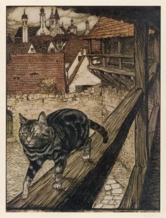 Framed Print : Cat and Mouse (Rackham) Framed Print : Cat and Mouse (Rackham)