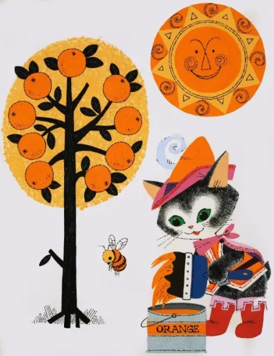 Framed Print : Cat painting the world orange Framed Print : Cat painting the world orange