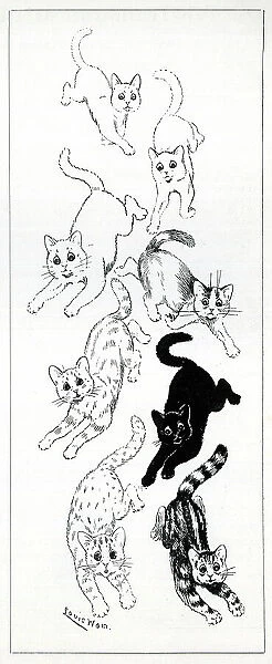 Eight Cat Parade, by Louis Wain