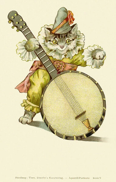 Cat playing a banjo