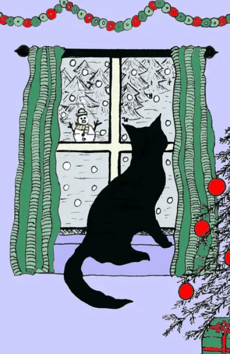 Framed Print : Cat watching the snow fall outside Framed Print : Cat watching the snow fall outside