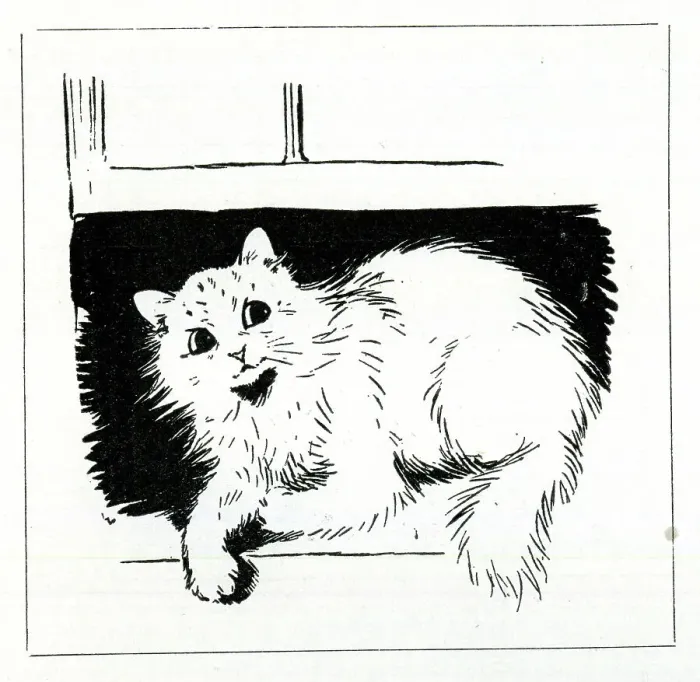 Framed Print : Cat on the window ledge, by Louis Wain Framed Print : Cat on the window ledge, by Louis Wain