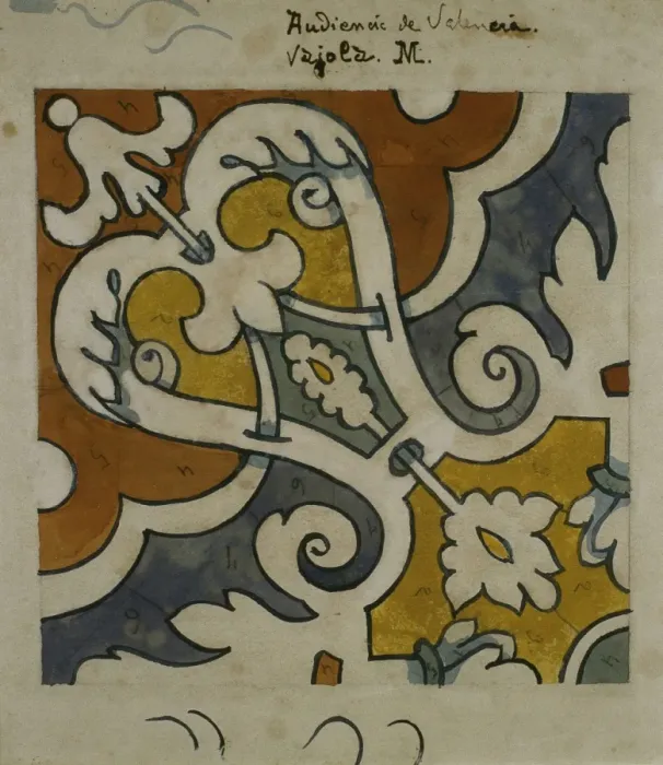 Framed Print : Catalan Modernism. Original desing of tile of Arrimadero 31 Framed Print : Catalan Modernism. Original desing of tile of Arrimadero 31