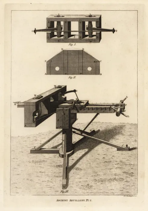 Framed Print : The catapulta. Ancient machine for projecting darts