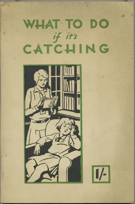 Framed Print : What to Do When its Catching'. Cover of a booklet advising about health and hygiene in the home, especially when a family member has an infectious illness. Date: c.1930 Framed Print : What to Do When its Catching'. Cover of a booklet advising about health and hygiene in the home, especially when a family member has an infectious illness. Date: c.1930