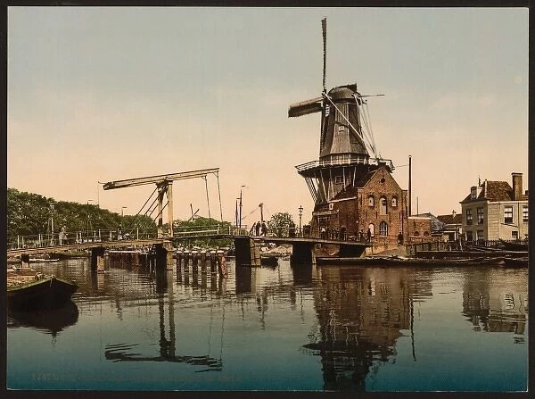 Catharine Bridge and windmill, Haarlem, Holland